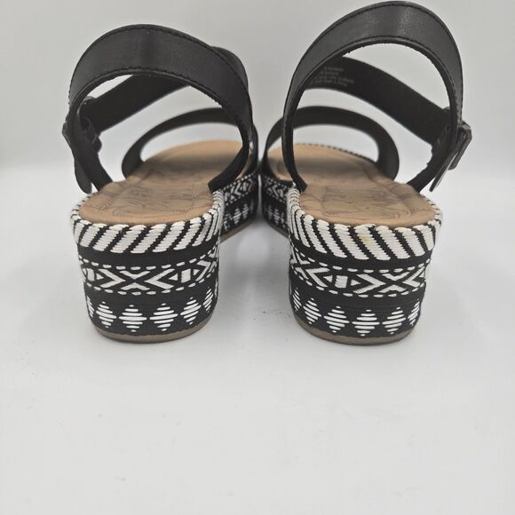 Blowfish Sandals Black White Aztec Platform Shoes Women Size 10 Boho Ankle Strap - Picture 5 of 11